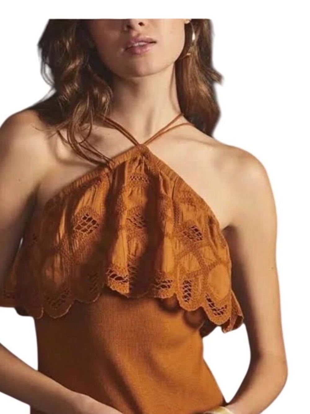 Anthropologie Honey  Halter Ruffle Top Small